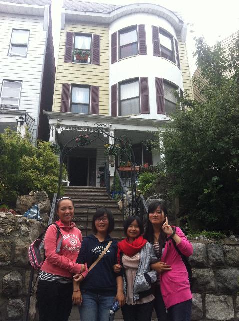 Chinese students in front of the homestay.