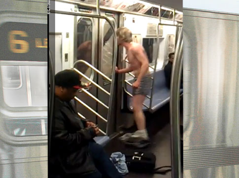 Mad Man Strips On Bronx Subway