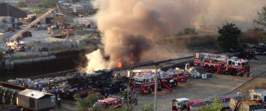Mt. Vernon Battle Barge Fire In Hutchinson River
