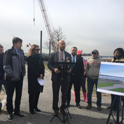 Mayor De Blasio Announces Progress Constructing NYC Ferry Landing For Soundview