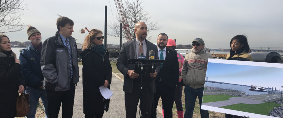 Mayor De Blasio Announces Progress Constructing NYC Ferry Landing For Soundview