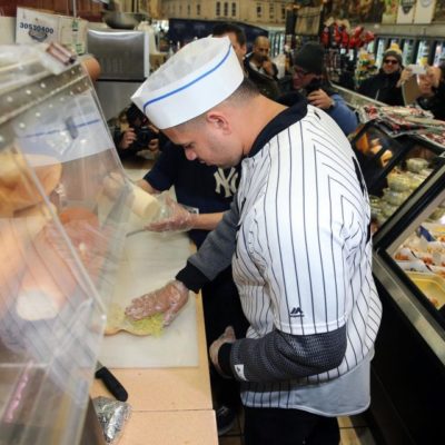 Yankees’ Gary Sanchez Makes Sandwiches For Fans In Bronx