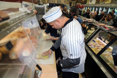 Yankees’ Gary Sanchez Makes Sandwiches For Fans In Bronx
