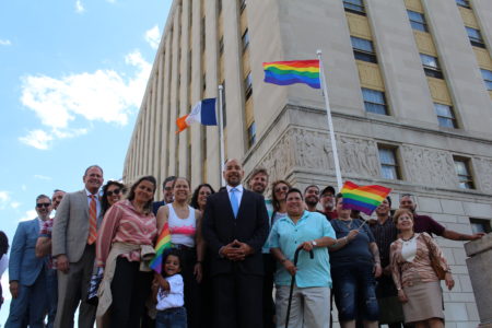 BP Diaz & LGBTQ Community Raise The Rainbow Flag At The Bronx County Building To Celebrate Pride Month