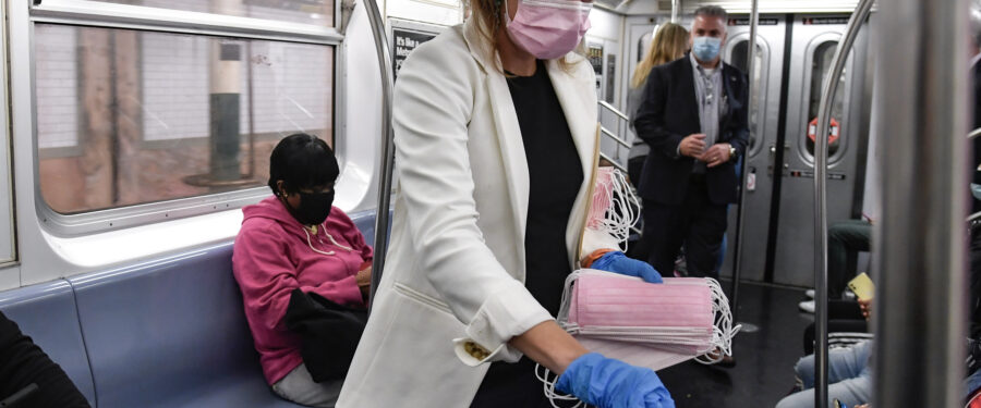Pink Masks From The MTA Raise Awareness Of Breast Cancer Awareness Month