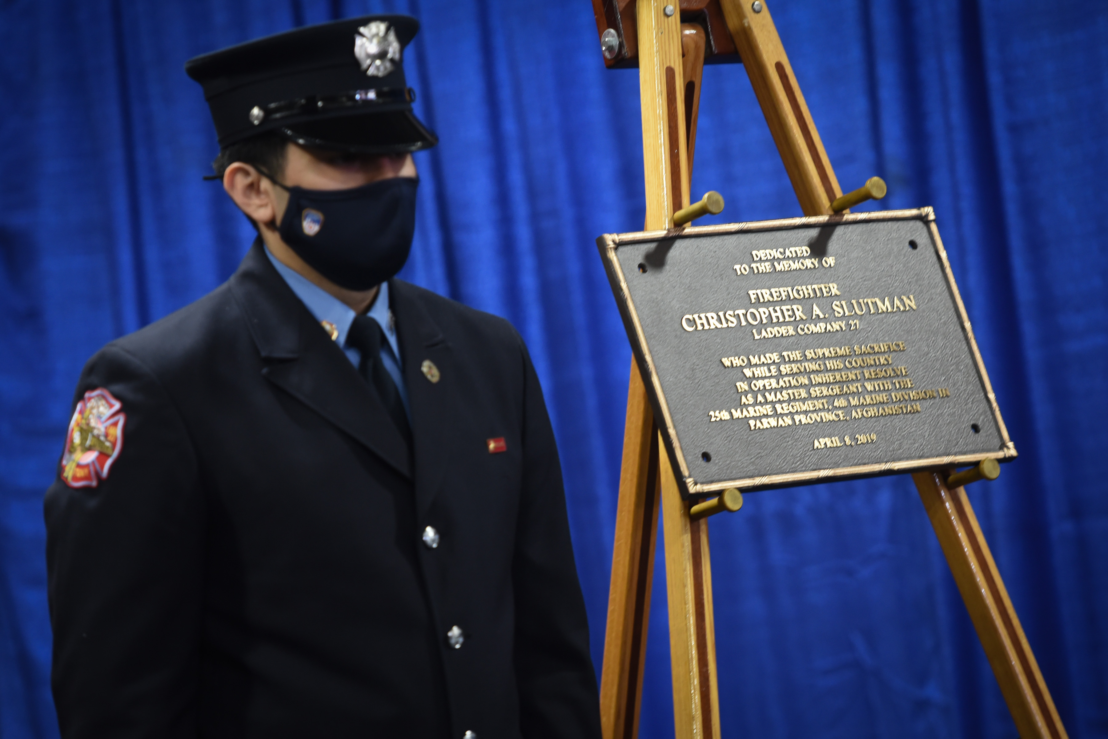 Plaque Dedication Ceremony For FDNY Firefighter Christopher Slutman
