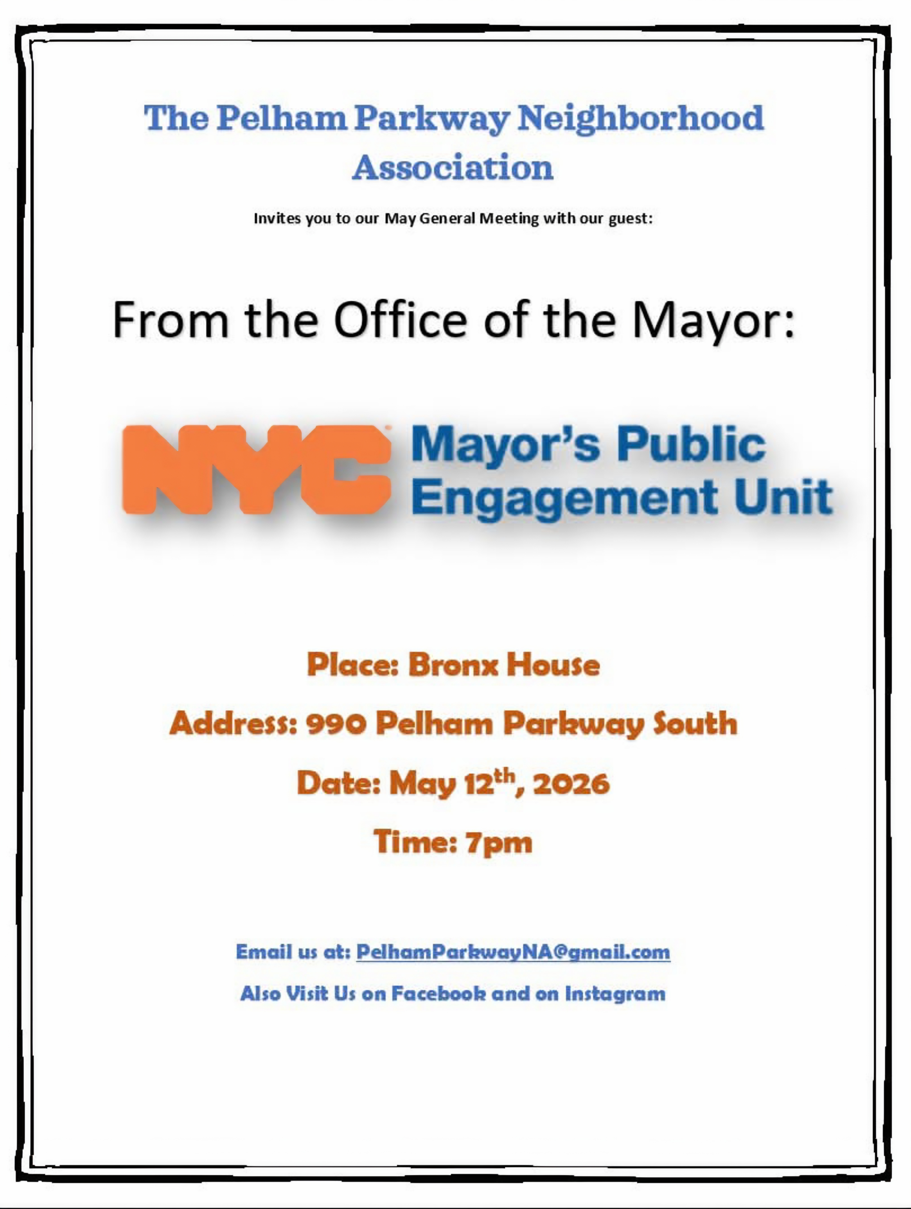 The Pelham Parkway Neighborhood Association: May 2026 General Meeting